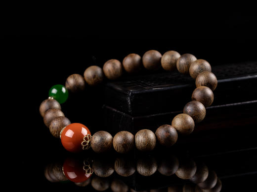 XY0040原创沉香DIY南红碧玉单圈手串 商品图2