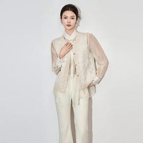 【高货wl】全新升级【铂金会员312/天猫419/差价107】(10820) 洛诗琳新款重工设计感亮片提花刺绣新中式雅致马甲外套