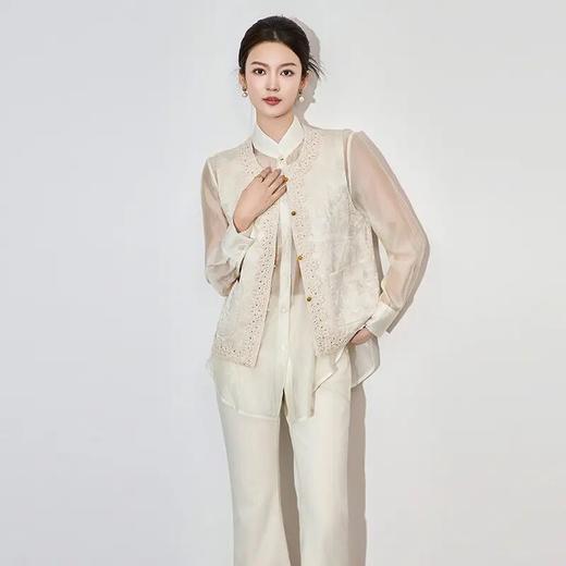 【高货wl】全新升级【铂金会员312/天猫419/差价107】(10820) 洛诗琳新款重工设计感亮片提花刺绣新中式雅致马甲外套 商品图0