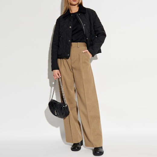 BURBERRY 巴宝莉 女士格纹棉质圆领短袖T恤 黑色 8073028 A1189 商品图3