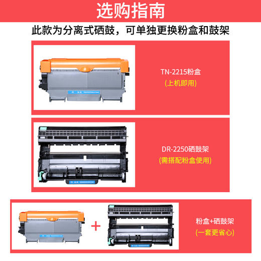 绘威臻享版 TN-2215/DR-2250硒鼓套装 黑色 适用兄弟/Brother HL-2240 DCP-7057 MFC-7360 7470D 7060D 商品图2