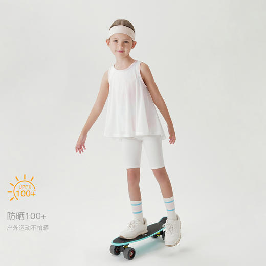 【凉感防晒】马克珍妮2024夏装女童轻薄双层假两件运动背心240331 商品图2