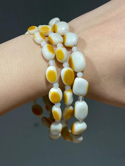 籽料金黄沁白玉随形珠项链，顺丰包邮 商品图0