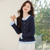 衬衫拼接假两件针织开衫外套，宽松短款休闲上衣外搭CC-XFY2526 商品缩略图3