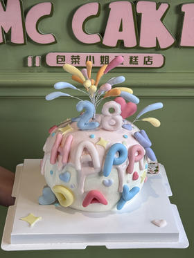 彩色烟花装饰蛋糕