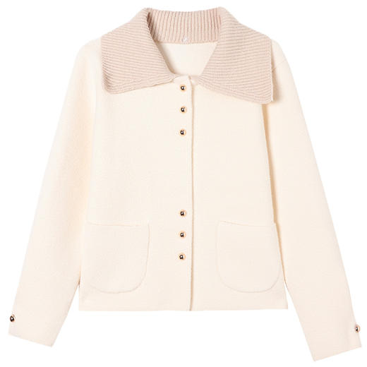 CC-XFY-2510新款春秋可拆卸领小个子短外套女宽松休闲珍珠绒开衫上衣2025春季 商品图4