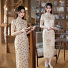 GX复古民族风长款双层短袖旗袍2025春夏新款年轻女士日常可穿旗袍裙 商品缩略图0