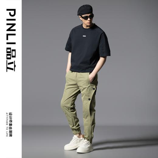 PINLI品立2025春夏新款拉链束脚工装裤男士机能风潮牌休闲长裤子GD251217108 商品图1