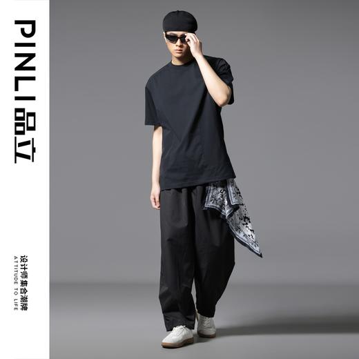 PINLI品立2025春夏新款拼接口袋短袖T恤男士潮牌宽松休闲体恤上衣GD251211128 商品图2