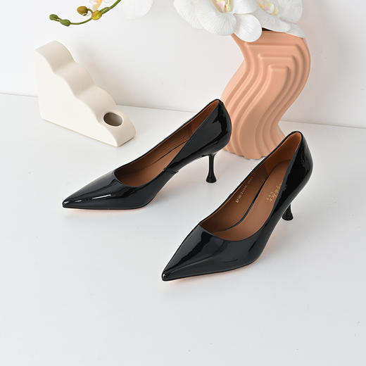 经典鲨2025年春季新品优雅尖头裸色一脚蹬气质细高跟鞋子女KW198-517011 商品图3