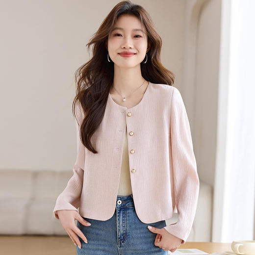 CC-J6678小西装短款外套女春秋季2025新款圆领小香风气质职场通勤夹克上衣 商品图2