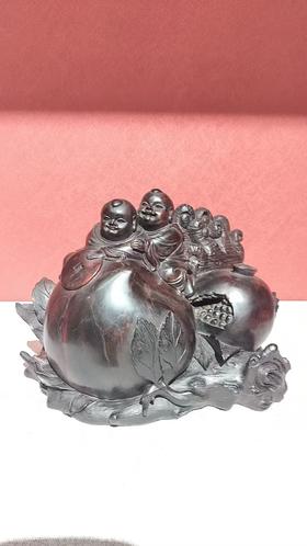 多子多福摆件/小叶紫檀17*21cm
