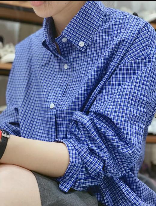 miu家精细小格子精梳棉小白扣文雅百搭衬衫 商品图4