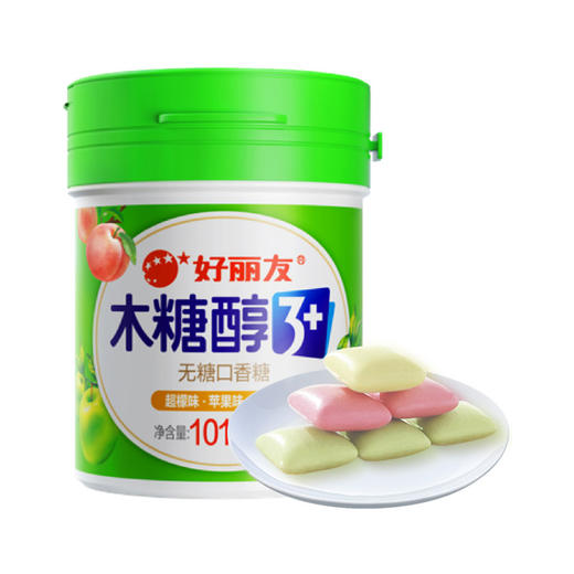 好丽友木糖醇3+超檬味苹果味蜜桃味无糖口香糖 101g 商品图0
