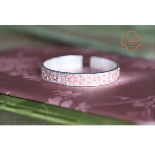 米马饰物 9999纯银 珐琅牡丹银手镯 “我”这一朵，天下无双 商品图4