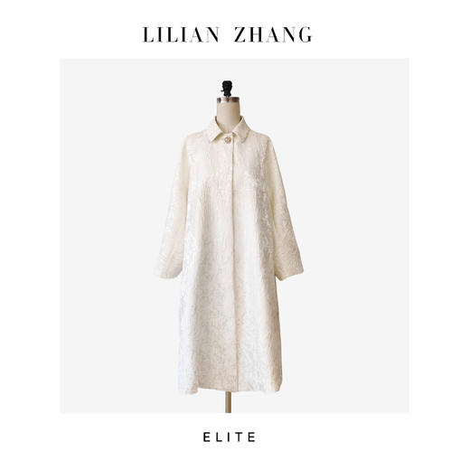 E-定制 ——“时尚轮回”——赫本风尚——珍珠白Aline中长风衣 2407006 商品图0