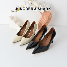 经典鲨2025年春季新品优雅尖头裸色一脚蹬气质细高跟鞋子女KW198-517011