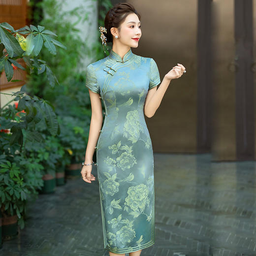 新款真丝提花旗袍年轻款高端WXG 商品图2