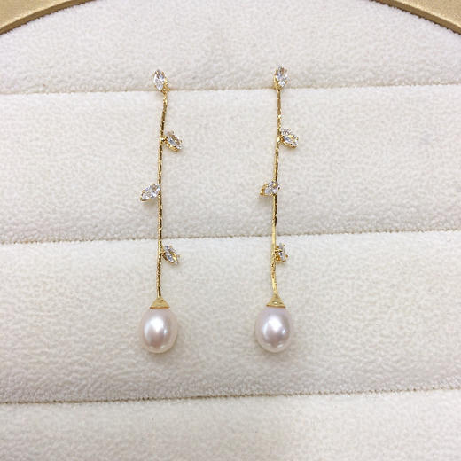 S925纯银高品质天然淡水珍珠耳线耳针耳饰 商品图2