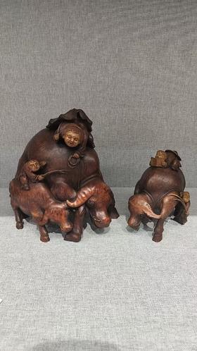 牧童竹根雕摆件/套