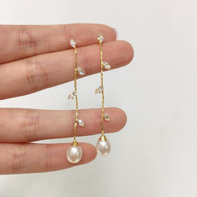 S925纯银高品质天然淡水珍珠耳线耳针耳饰