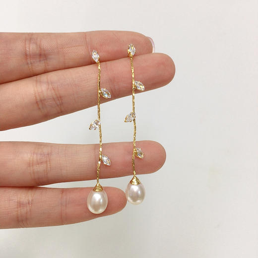 S925纯银高品质天然淡水珍珠耳线耳针耳饰 商品图0