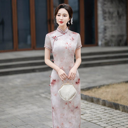 2025春夏新款修身长款复古日常优雅气质新中式国风改良旗袍372 商品图0