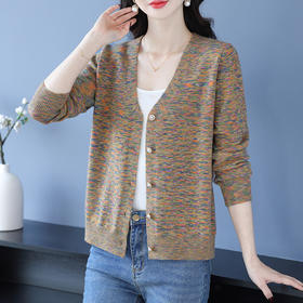 CC-XMY-7096小个子针织外套女士2025春秋季新款洋气开衫宽松V领上衣
