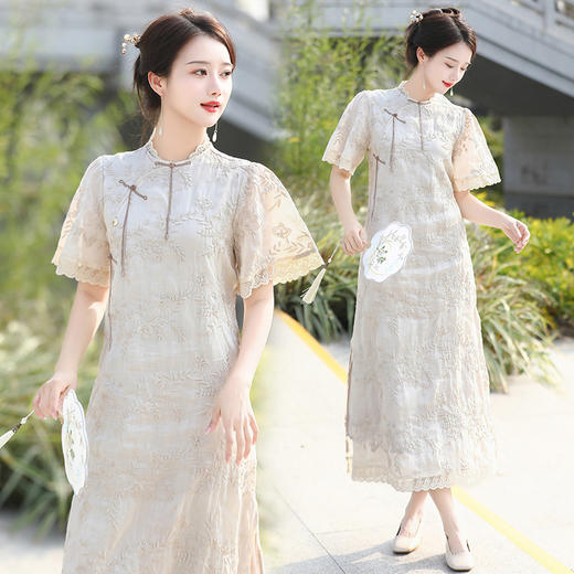 WY25222025新款新中式文艺国风少女复古刺绣改良旗袍连衣裙东南亚 商品图1