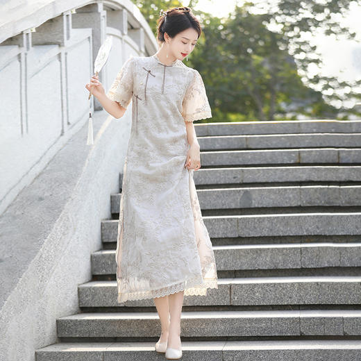 WY25222025新款新中式文艺国风少女复古刺绣改良旗袍连衣裙东南亚 商品图3