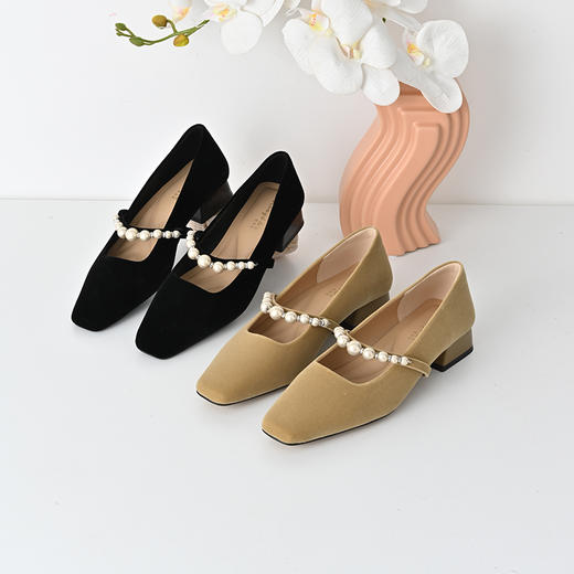 经典鲨2025年春季新款时尚法式复古小方头气质玛丽珍单鞋女KW198-517031 商品图1