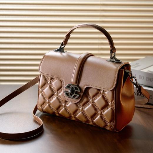 时尚优雅头层牛皮大容量斜挎包手提包 商品图4