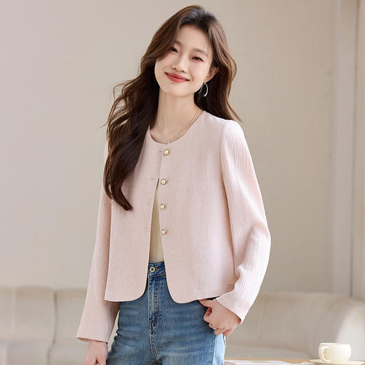 CC-J6678小西装短款外套女春秋季2025新款圆领小香风气质职场通勤夹克上衣 商品图3