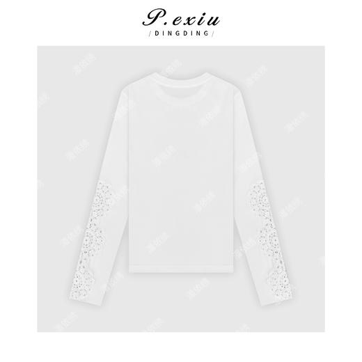 03-4潘依绣丁丁宠粉法式镂空勾花精致气质感长袖T恤 W-62761 商品图2