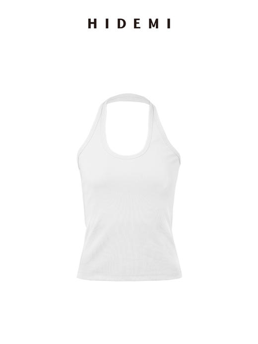 HIDEMI 甄选自然棉超弹坑条螺纹显瘦挂脖式基础款百搭背心 自然白/复古摩卡/奶茶米/高级灰 商品图11
