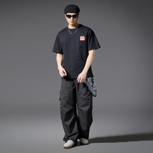 PINLI品立2025夏季新款潮牌圆领短袖T恤醒狮贴布绣休闲男体恤上衣BG252111015 商品图1