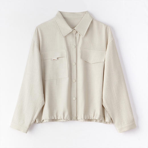 CC-J6677短款长袖衬衫女宽松春秋季2025新款工装上衣小个子短款夹克外套 商品图4
