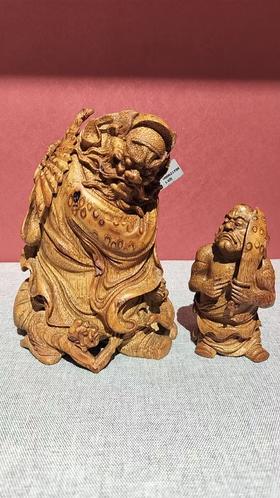 钟馗*小鬼竹根雕/1套17cm