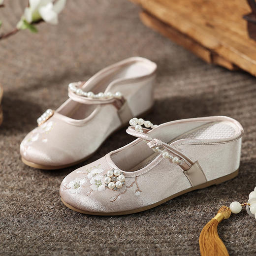 春夏款居家外穿厚底新中式绣花素色拖鞋XQ玉环 商品图3