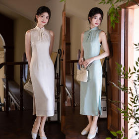 GX时尚改良新中式长款无袖少女款提花旗袍2025春夏新款日常可穿旗袍