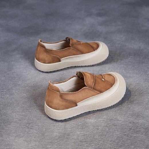 真皮复古厚底，休闲拼接一脚蹬乐福鞋ZM258186 商品图3