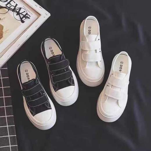 【HF】无忧购“特惠福利”日系百搭魔术贴厚底大头学生帆布鞋女66-118/66-695(截单后7天发货) 商品图1