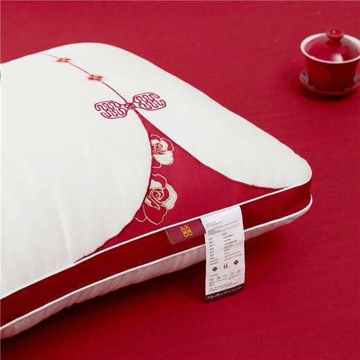 自然醒玫瑰同心婚庆枕高端全棉刺绣枕头莱赛尔结婚枕芯一对护颈椎专用整头陪嫁枕XK 商品图6