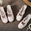 春夏款居家外穿厚底新中式绣花素色拖鞋XQ玉环 商品缩略图1