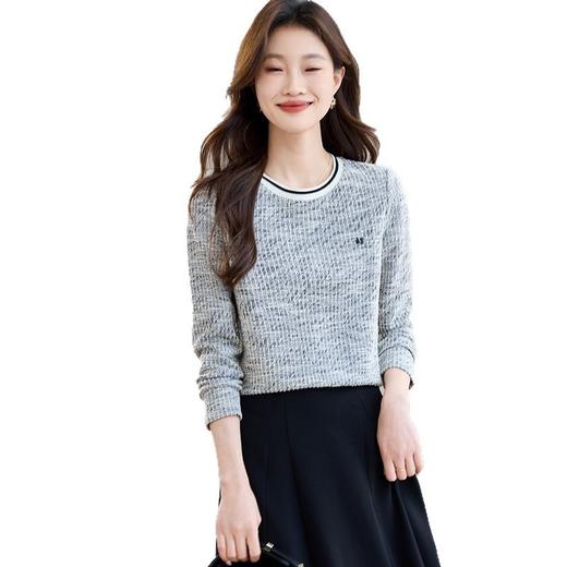 CC-ML-2558小香风针织t恤女长袖2025年春季新款百搭内搭打底衫春秋短款上衣 商品图4