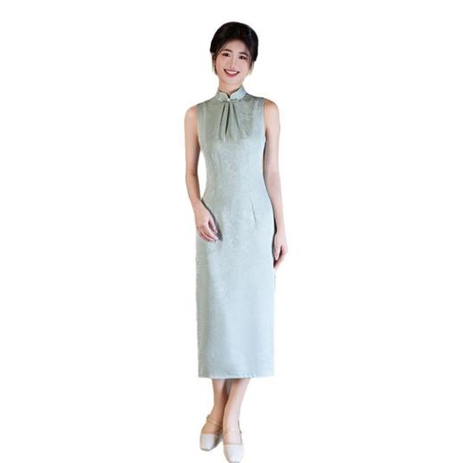 GX时尚改良新中式长款无袖少女款提花旗袍2025春夏新款日常可穿旗袍 商品图4