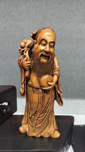 东方朔竹根雕摆件