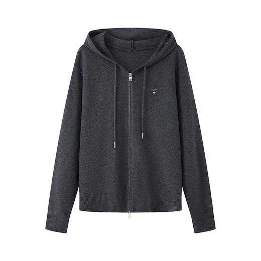 CC-22-2526早春新款连帽宽松针织开衫烫钻拉链小个子短外套显瘦上衣女装 商品图4