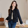 CC-XFY-2511翻领小香风外套女春秋2025新款短款气质港风翻领格子上衣开衫女 商品缩略图0