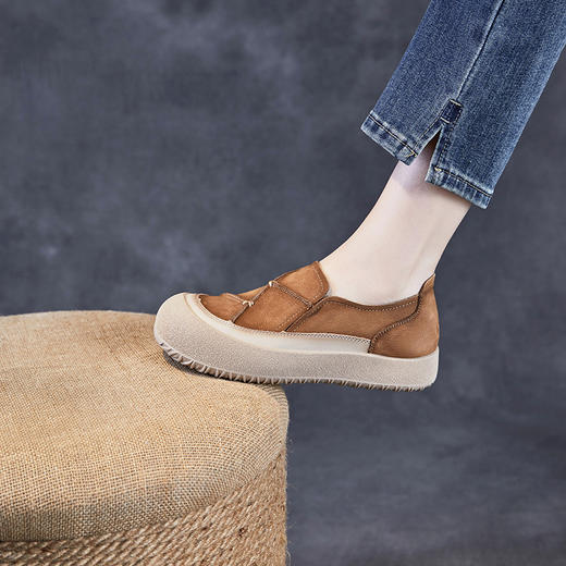 真皮复古厚底，休闲拼接一脚蹬乐福鞋ZM258186 商品图2